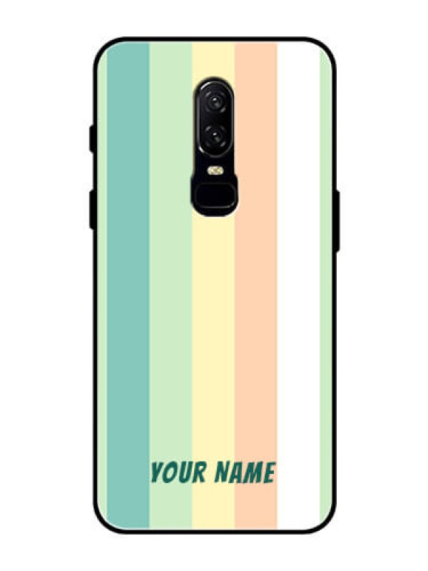 Custom OnePlus 6 Photo Printing on Glass Case - Multi-colour Stripes Design