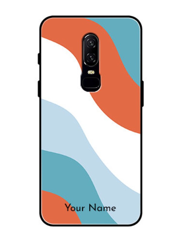 Custom OnePlus 6 Custom Glass Mobile Case - coloured Waves Design