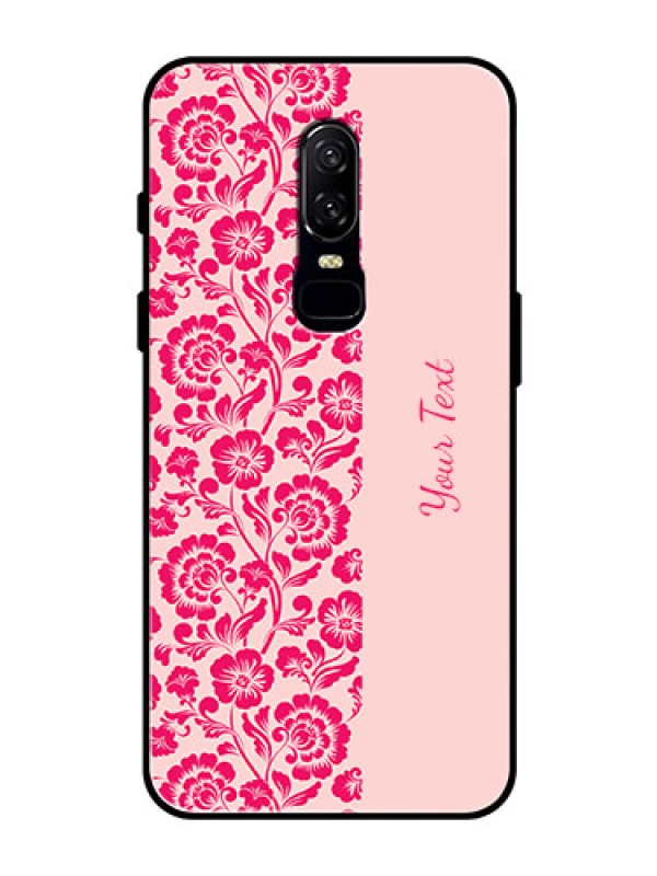 Custom OnePlus 6 Custom Glass Phone Case - Attractive Floral Pattern Design