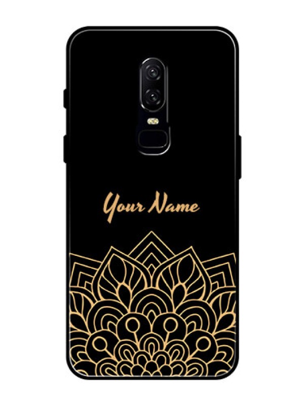 Custom OnePlus 6 Custom Glass Phone Case - Golden mandala Design
