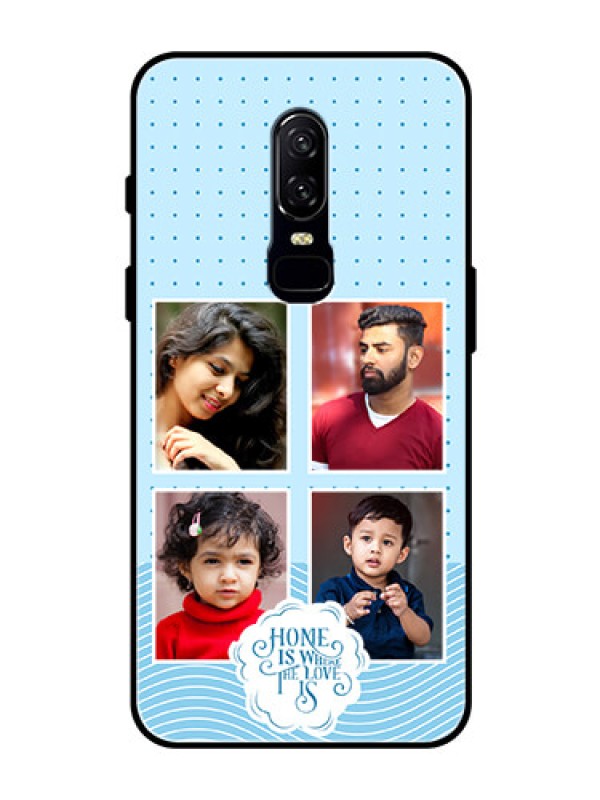Custom OnePlus 6 Custom Glass Phone Case - Cute love quote with 4 pic upload Design