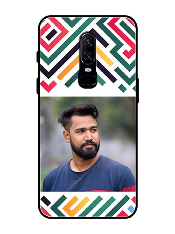 Custom OnePlus 6 Personalized Glass Phone Case - Colorful Maze Pattern Design