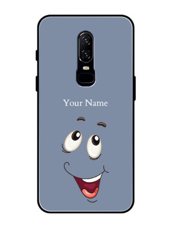 Custom OnePlus 6 Photo Printing on Glass Case - Laughing Cartoon Face Design