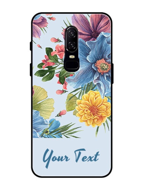 Custom OnePlus 6 Custom Glass Mobile Case - Stunning Watercolored Flowers Painting Design