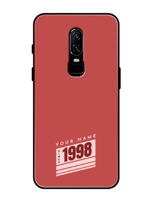 Custom OnePlus 6 Custom Glass Phone Case - Red custom year of birth Design