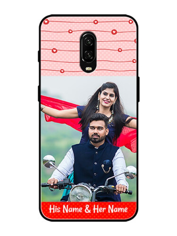 Custom OnePlus 6T Personalized Glass Phone Case  - Red Pattern Case Design