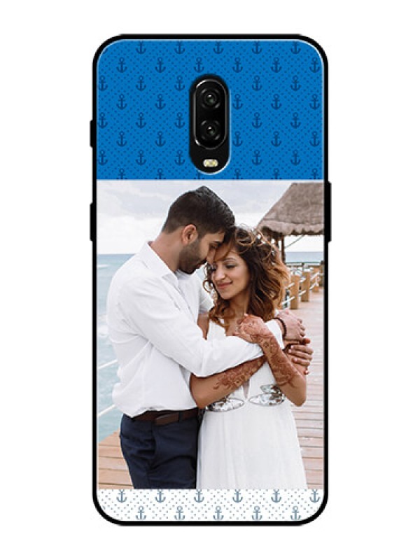 Custom OnePlus 6T Photo Printing on Glass Case  - Blue Anchors Design