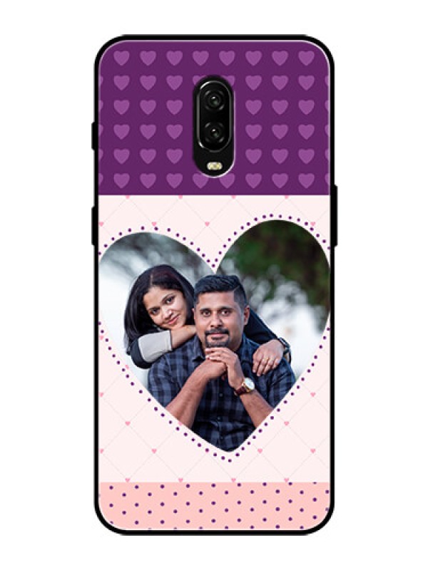 Custom OnePlus 6T Custom Glass Phone Case  - Violet Love Dots Design