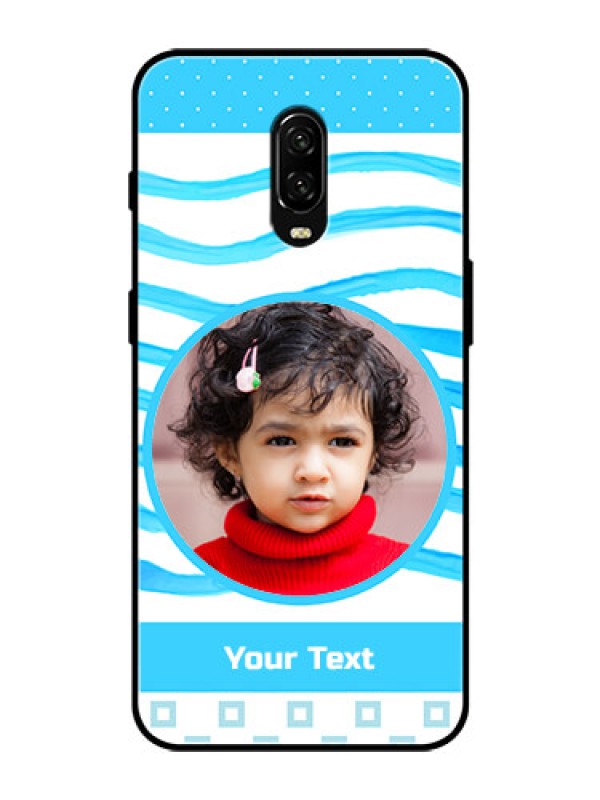 Custom OnePlus 6T Custom Glass Phone Case  - Simple Blue Case Design
