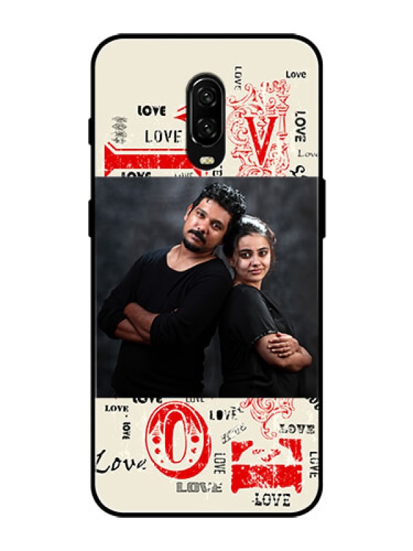 Custom OnePlus 6T Photo Printing on Glass Case  - Trendy Love Design Case