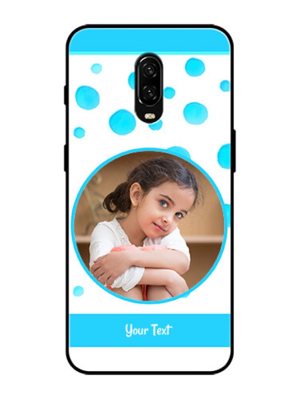 Custom OnePlus 6T Photo Printing on Glass Case  - Blue Bubbles Pattern Design