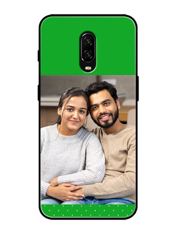 Custom OnePlus 6T Personalized Glass Phone Case  - Green Pattern Design