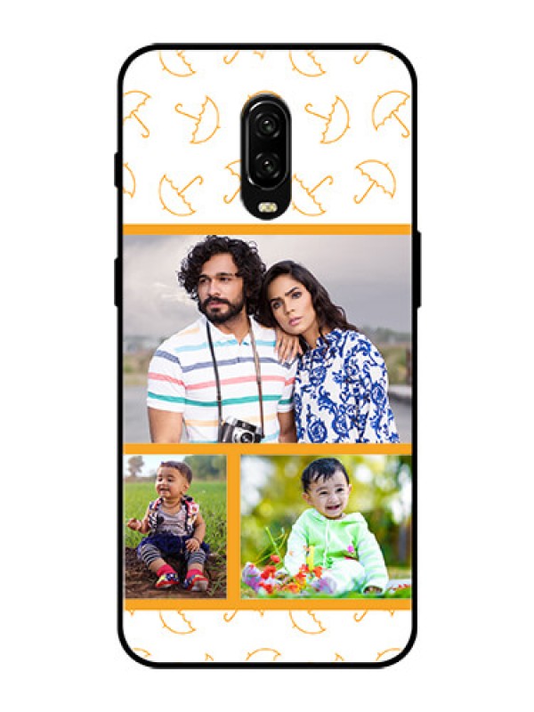 Custom OnePlus 6T Custom Glass Mobile Case  - Yellow Pattern Design
