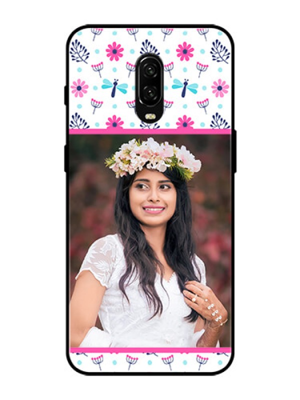 Custom OnePlus 6T Photo Printing on Glass Case  - Colorful Flower Design