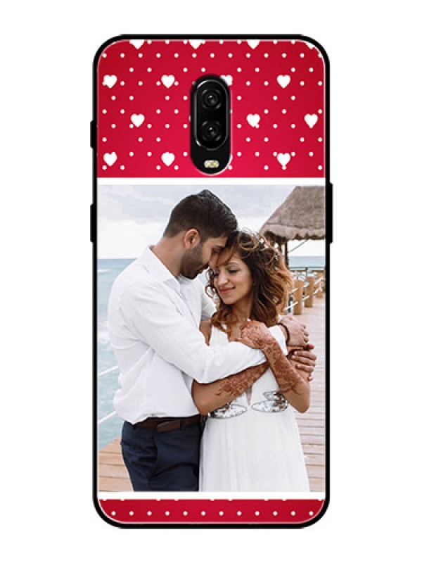Custom OnePlus 6T Photo Printing on Glass Case  - Hearts Mobile Case Design