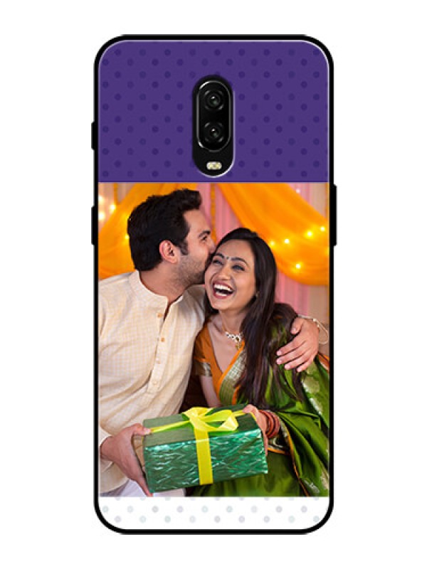 Custom OnePlus 6T Personalized Glass Phone Case  - Violet Pattern Design