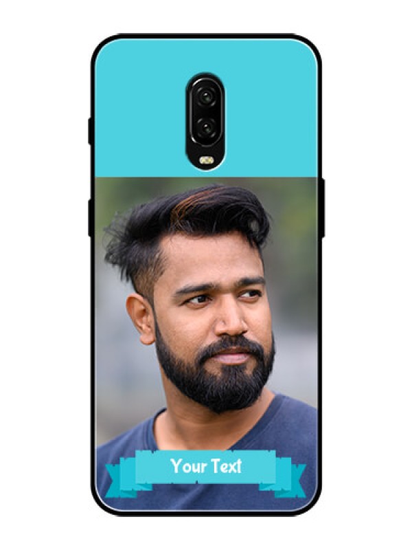 Custom OnePlus 6T Personalized Glass Phone Case  - Simple Blue Color Design
