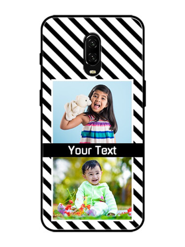 Custom OnePlus 6T Photo Printing on Glass Case  - Black And White Stripes Design