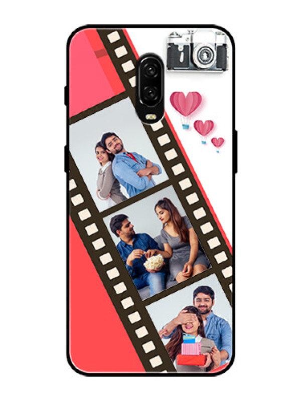 Custom OnePlus 6T Personalized Glass Phone Case  - 3 Image Holder with Film Reel