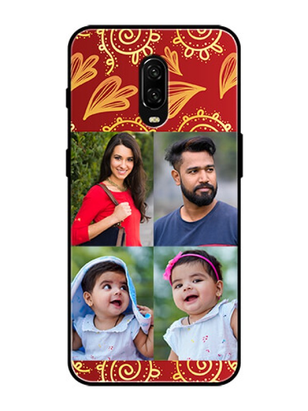 Custom OnePlus 6T Photo Printing on Glass Case  - 4 Image Traditional Design