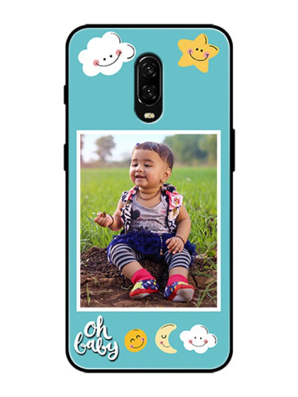 Custom OnePlus 6T Personalized Glass Phone Case  - Smiley Kids Stars Design