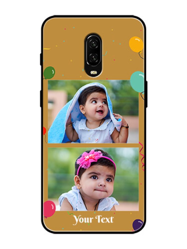 Custom OnePlus 6T Personalized Glass Phone Case  - Image Holder with Birthday Celebrations Design