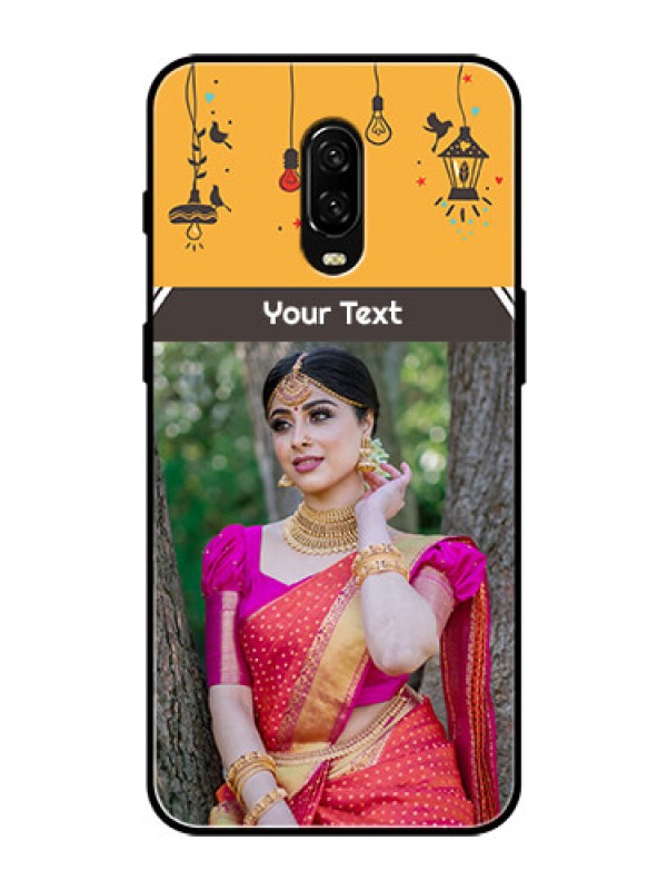 Custom OnePlus 6T Custom Glass Mobile Case  - with Family Picture and Icons 