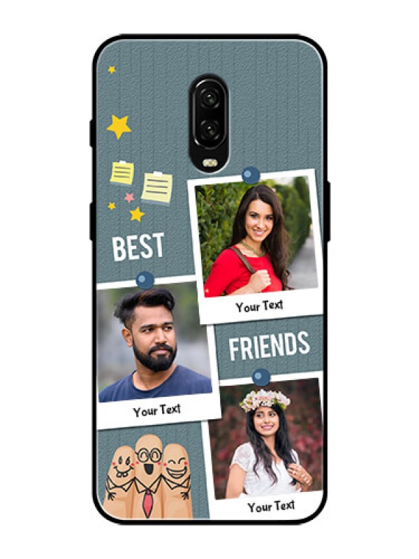 Custom OnePlus 6T Personalized Glass Phone Case  - Sticky Frames and Friendship Design