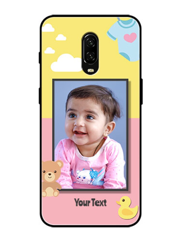 Custom OnePlus 6T Photo Printing on Glass Case  - Kids 2 Color Design