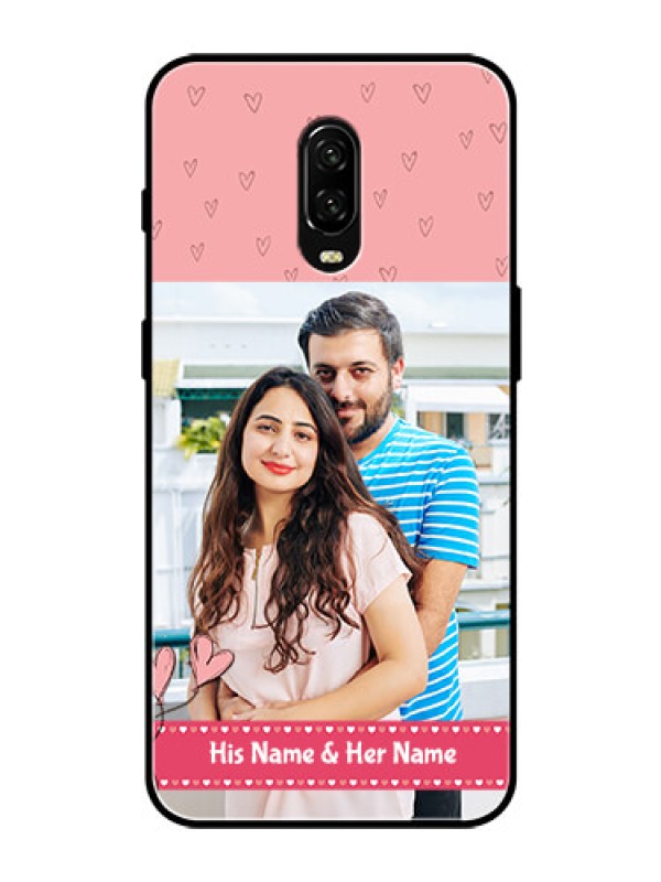 Custom OnePlus 6T Personalized Glass Phone Case  - Love Design Peach Color