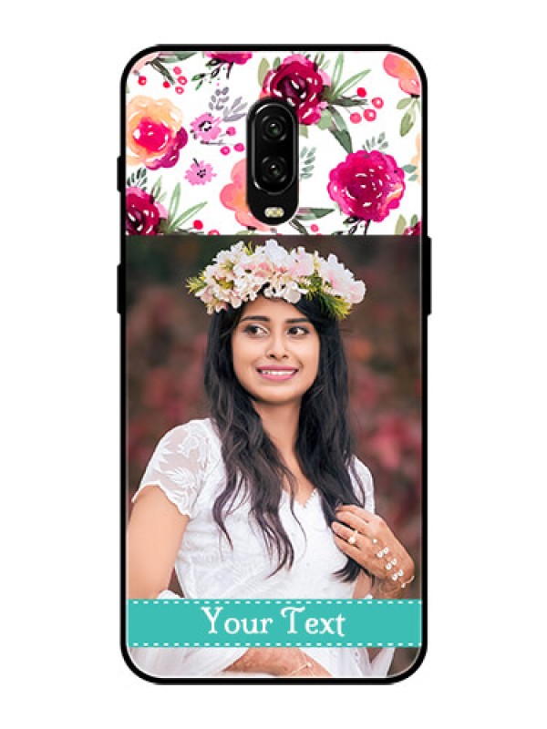 Custom OnePlus 6T Custom Glass Phone Case  - Watercolor Floral Design