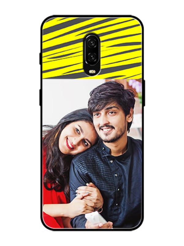 Custom OnePlus 6T Photo Printing on Glass Case  - Yellow Abstract Design