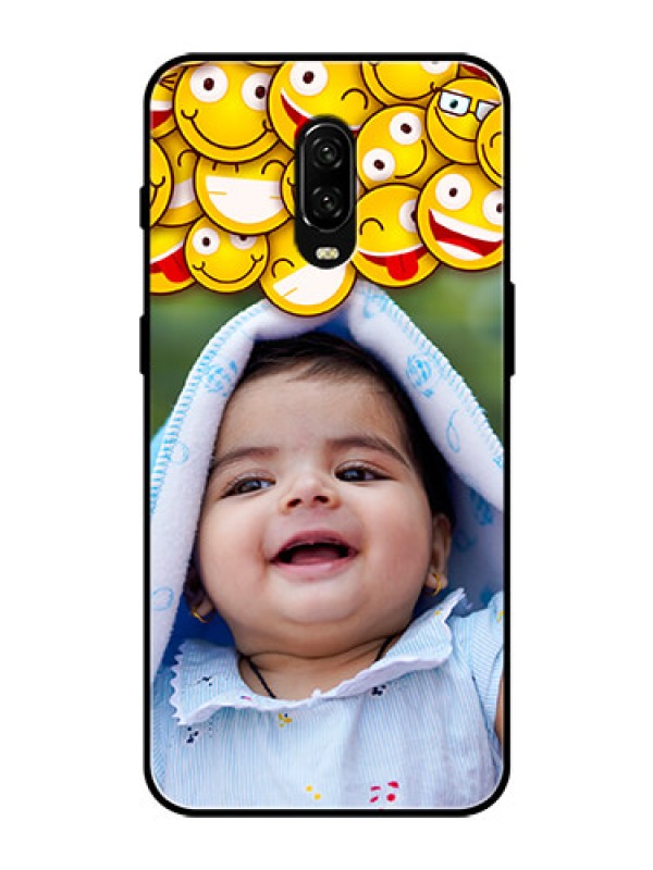 Custom OnePlus 6T Custom Glass Mobile Case  - with Smiley Emoji Design