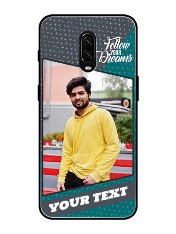 Custom OnePlus 6T Personalized Glass Phone Case  - Background Pattern Design with Quote