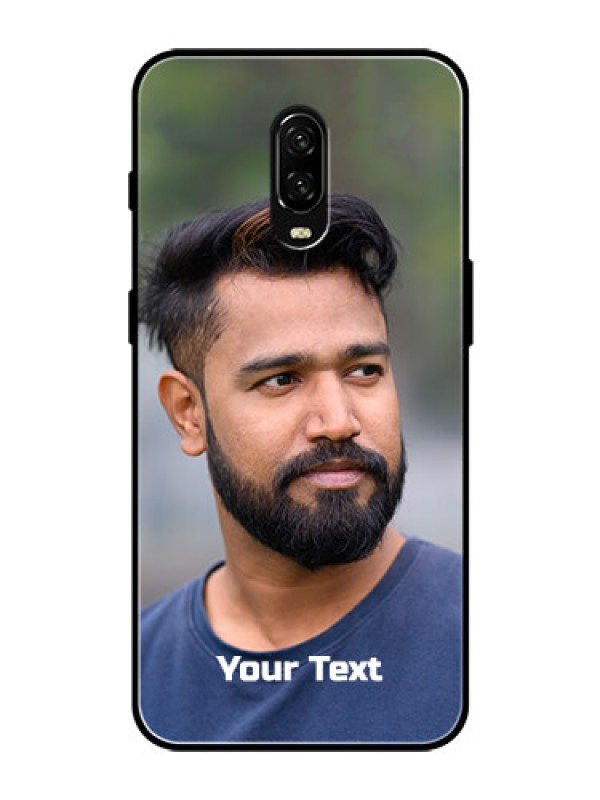 Custom Oneplus 6T Glass Mobile Cover: Photo with Text