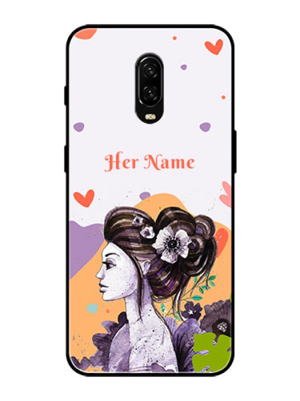 Custom OnePlus 6T Personalized Glass Phone Case - Woman And Nature Design
