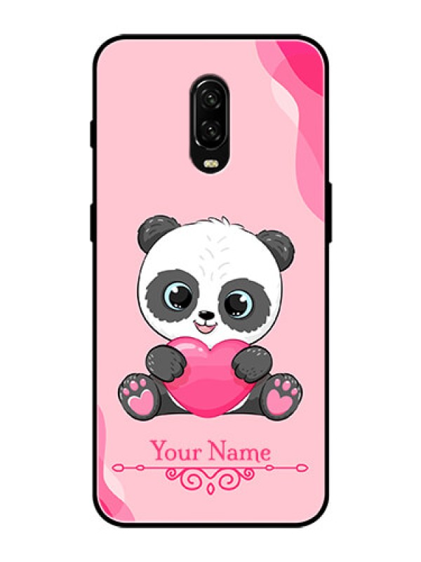 Custom OnePlus 6T Custom Glass Mobile Case - Cute Panda Design