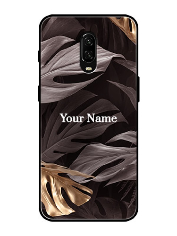 Custom OnePlus 6T Personalised Glass Phone Case - Wild Leaves digital paint Design
