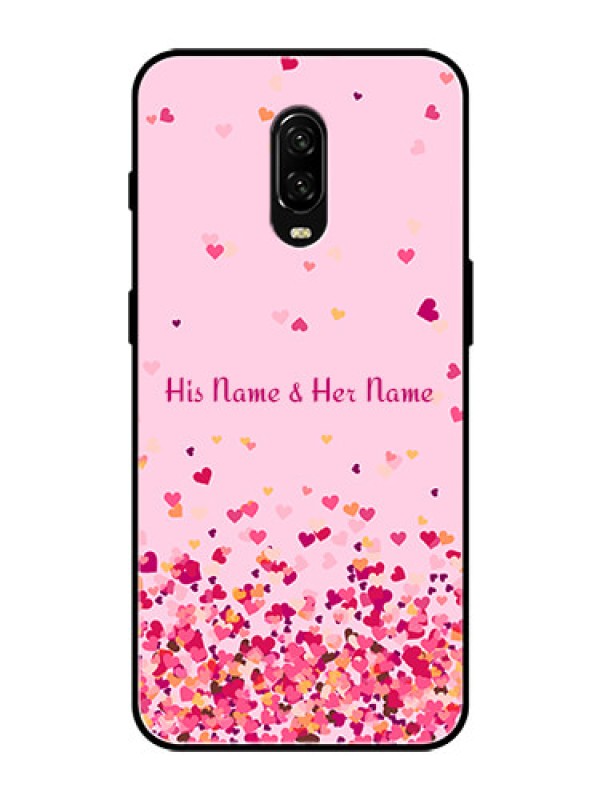 Custom OnePlus 6T Photo Printing on Glass Case - Floating Hearts Design