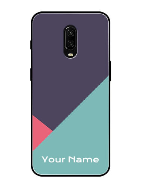 Custom OnePlus 6T Custom Glass Mobile Case - Tri Color abstract Design