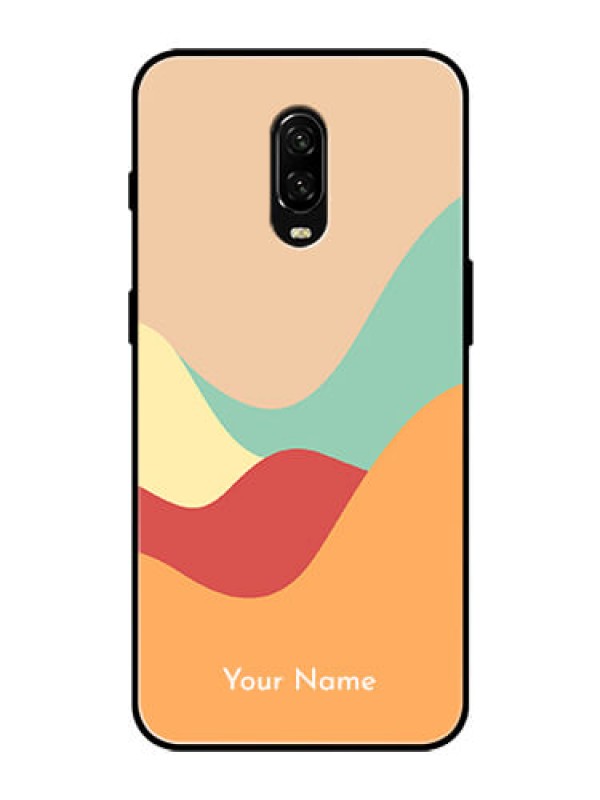 Custom OnePlus 6T Personalized Glass Phone Case - Ocean Waves Multi-colour Design