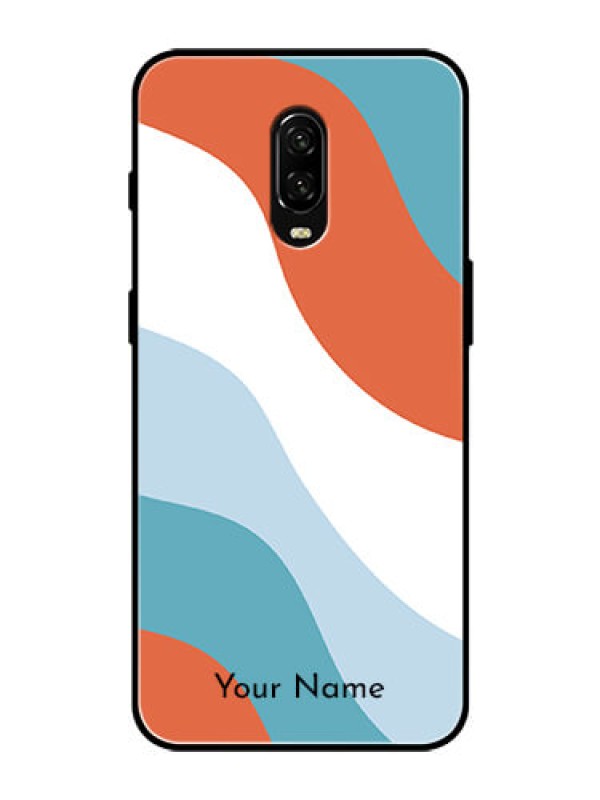 Custom OnePlus 6T Custom Glass Mobile Case - coloured Waves Design