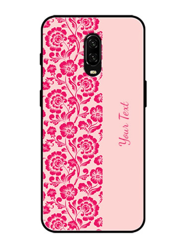 Custom OnePlus 6T Custom Glass Phone Case - Attractive Floral Pattern Design