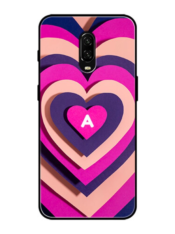 Custom OnePlus 6T Custom Glass Mobile Case - Cute Heart Pattern Design