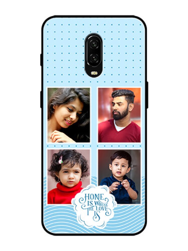 Custom OnePlus 6T Custom Glass Phone Case - Cute love quote with 4 pic upload Design