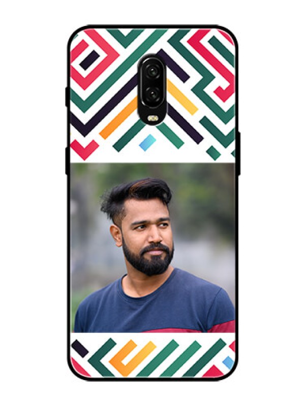Custom OnePlus 6T Personalized Glass Phone Case - Colorful Maze Pattern Design