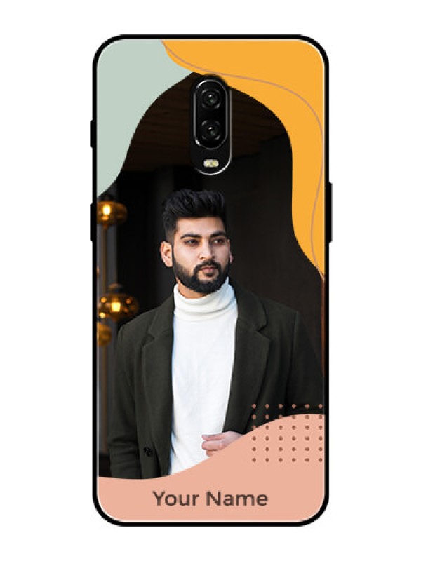 Custom OnePlus 6T Personalized Glass Phone Case - Tri-coloured overlay design