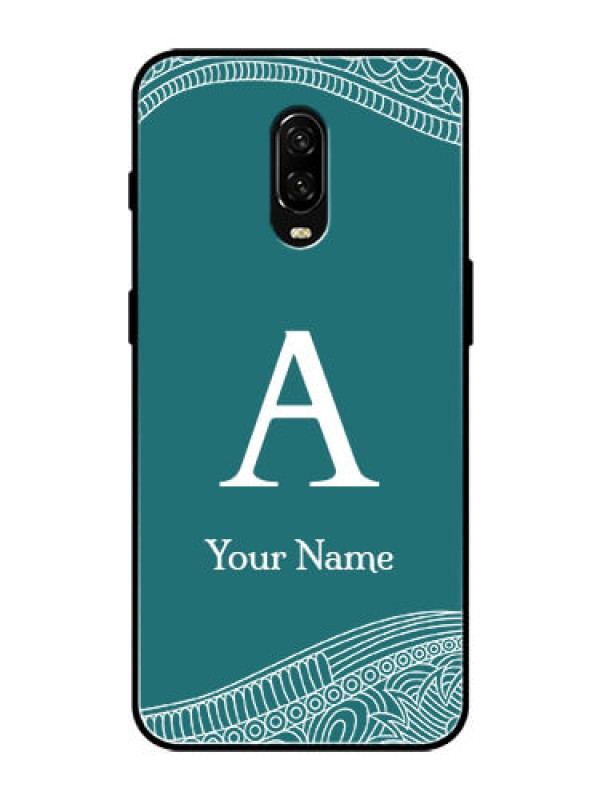 Custom OnePlus 6T Personalized Glass Phone Case - line art pattern with custom name Design