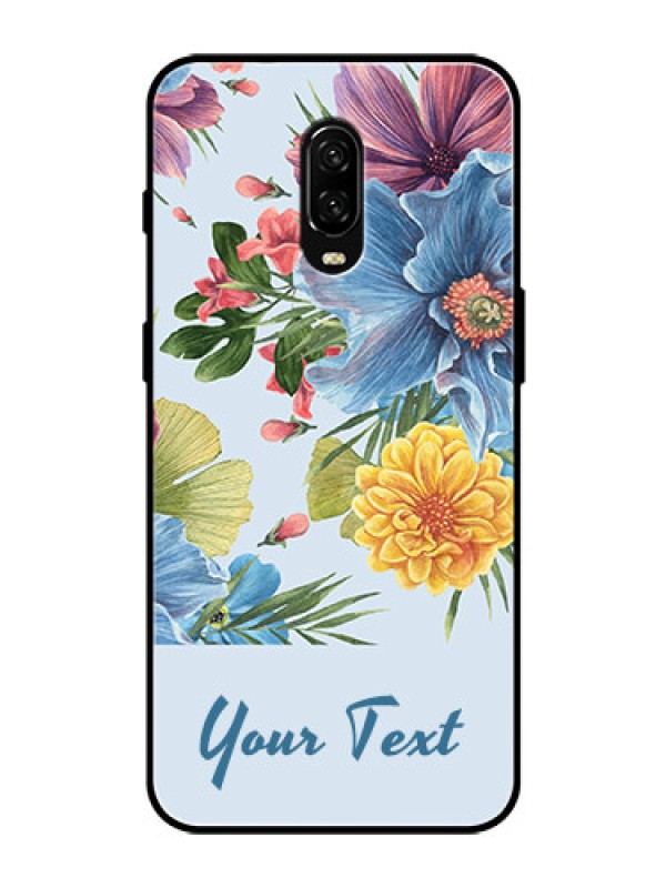 Custom OnePlus 6T Custom Glass Mobile Case - Stunning Watercolored Flowers Painting Design