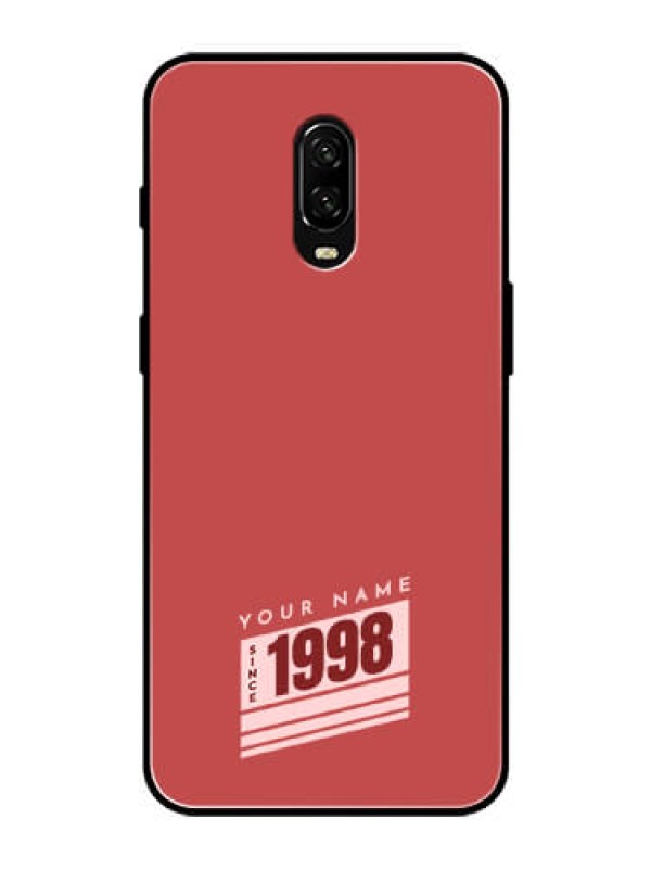 Custom OnePlus 6T Custom Glass Phone Case - Red custom year of birth Design
